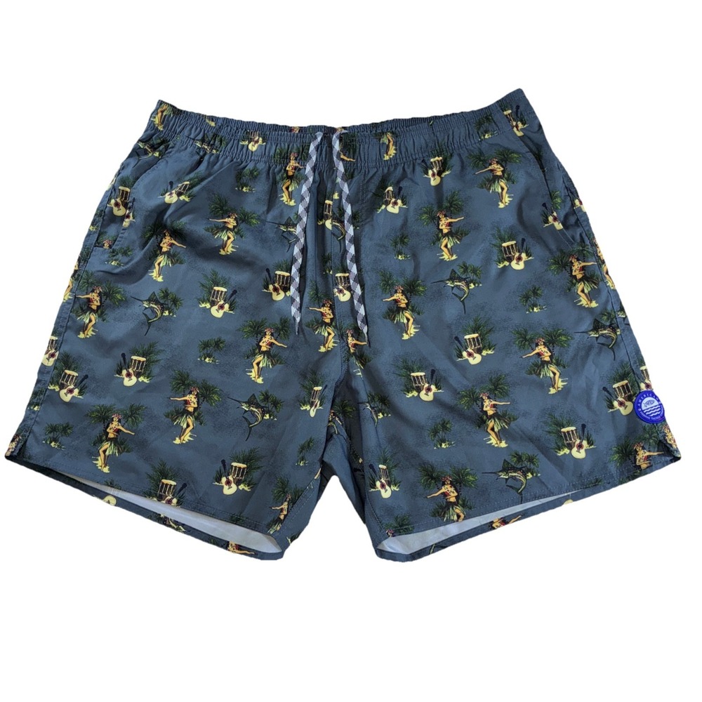 American Fishing Tackle CO. Swim Trunks Hula Hawaiian Designed Liner Mens XXL